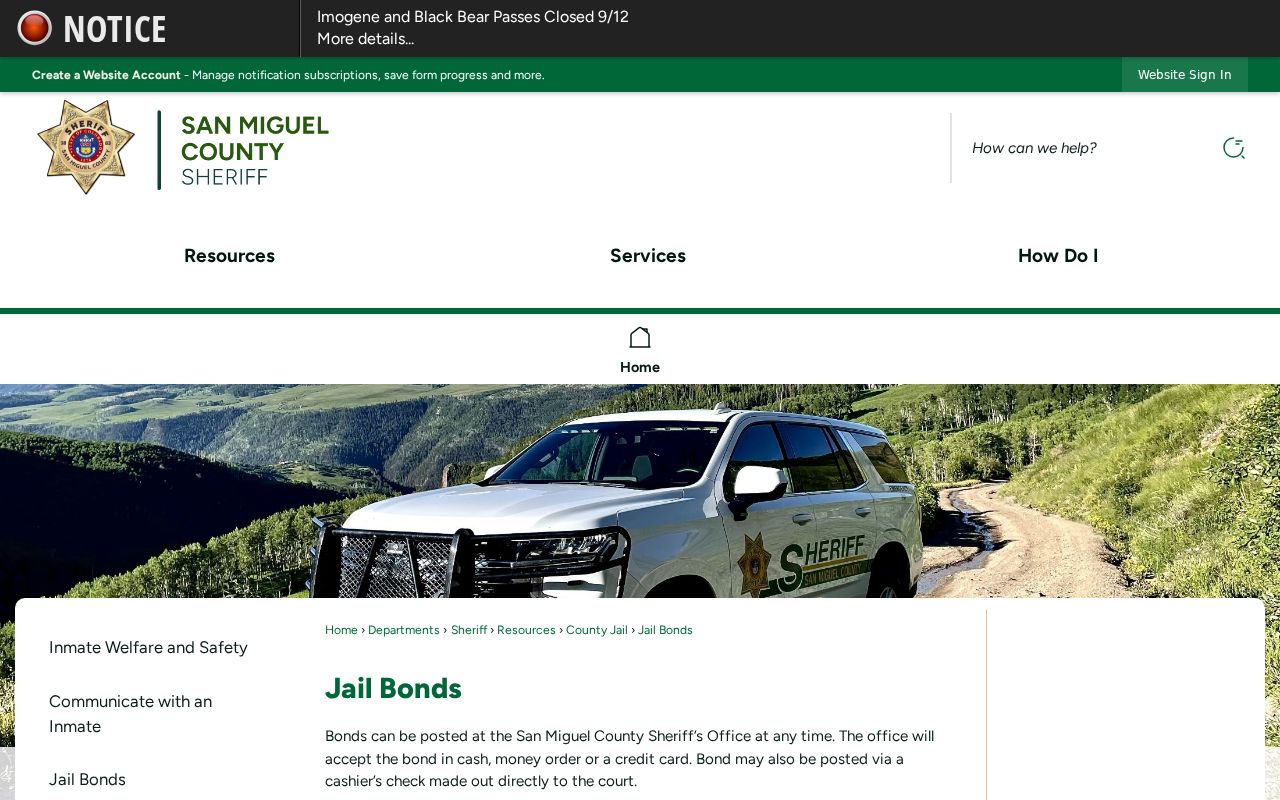San Miguel County active warrant jail bond methods