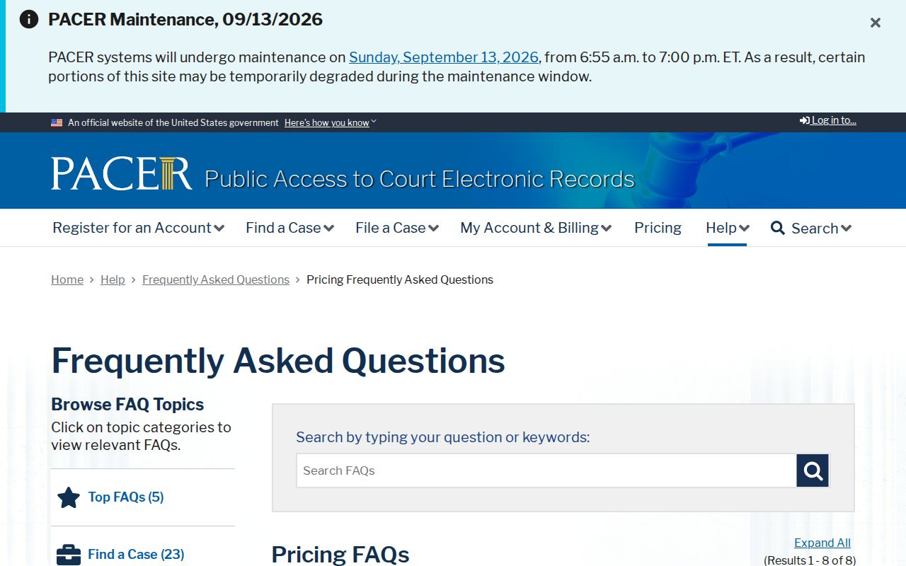 San Miguel County municipal warrant comparison with official PACER federal record fees